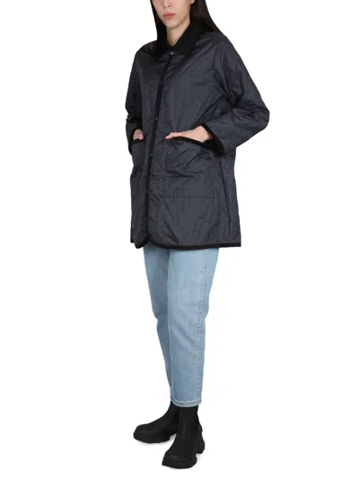 Lavenham Quilted-pattern Coat In Gray