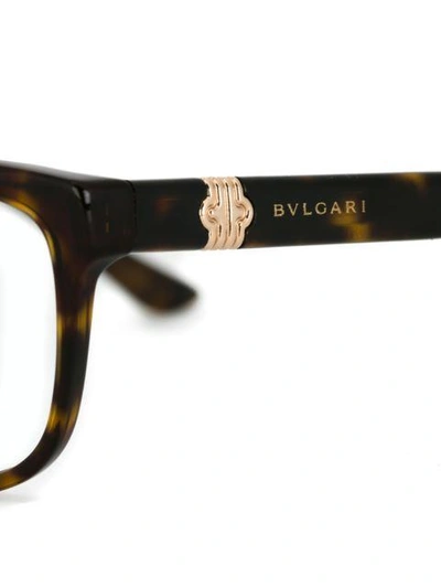 Shop Bulgari Rectangular Frame Glasses
