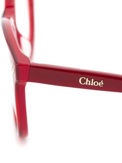 Shop Chloé Oval Glasses In Red