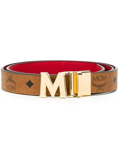 Mcm Women's Claus Medium Reversible Belt In Gold