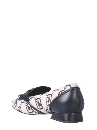 Alberta Ferretti Logo-patterned Moccasins With Fringed Strap In Multi