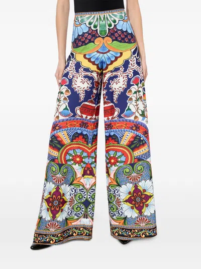 Alice And Olivia Athena Clean Wide Leg Pants On The Road In Multi