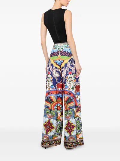 Alice And Olivia Athena Clean Wide Leg Pants On The Road In Multi