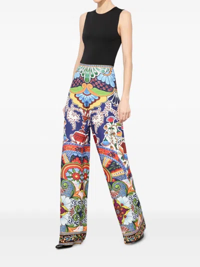 Alice And Olivia Athena Clean Wide Leg Pants On The Road In Multi
