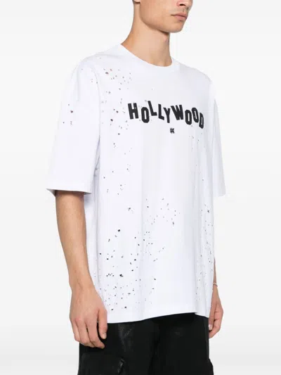Amiri Hollywood Shotgun Distressed T-shirt In White