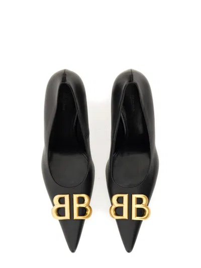 Balenciaga 90mm Flex Bb Leather Pumps In Black