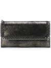 Stella Mccartney Metallic Falabella Flap Wallet In Black