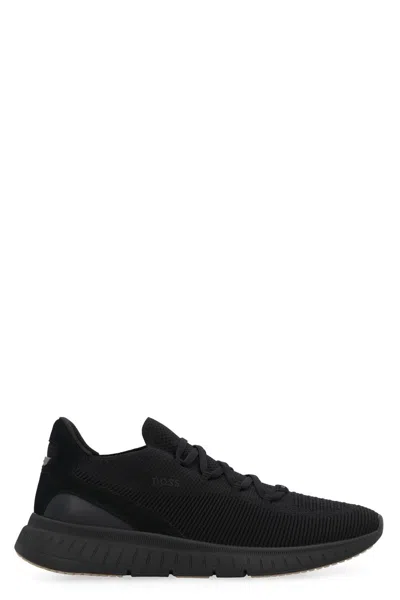 Hugo Boss Boss Slon Fabric Low-top Sneakers In Black