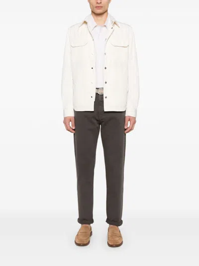 Brunello Cucinelli Shirt-style Outerwear Unlined In Water-repellent Microfibre With Heat Tapes In White