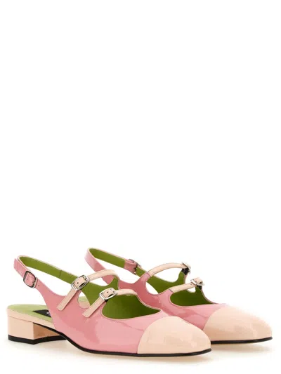 Carel Paris Block Heel Patent Slingback Pumps In Pink