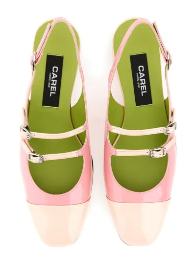 Carel Paris Block Heel Patent Slingback Pumps In Pink