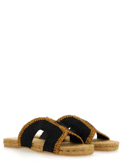 Castaã±er Braided Sole Espadrilles Open Toe In Black