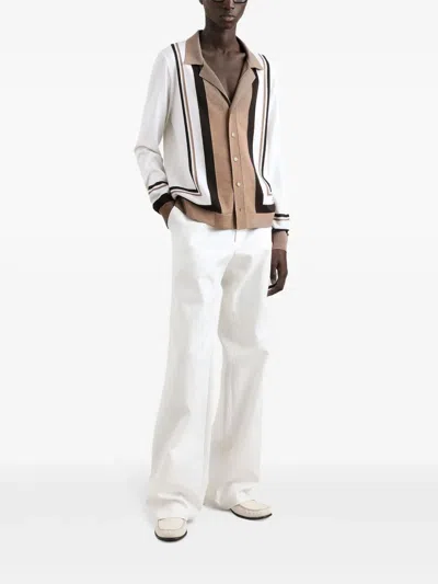 Dolce & Gabbana Wool Cardigan With Dg Embroidery In Neutrals