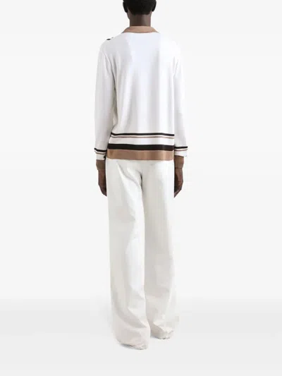 Dolce & Gabbana Wool Cardigan With Dg Embroidery In Neutrals