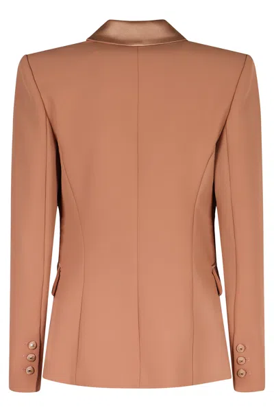 Elisabetta Franchi Crepe Blazer In Brown