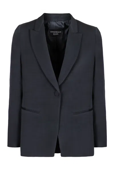Emporio Armani Single-breasted One Button Jacket In Black