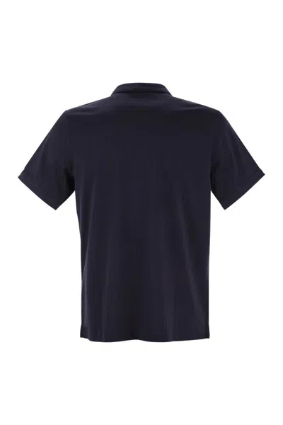 Fay Short-sleeved Cotton Polo Shirt In Blue