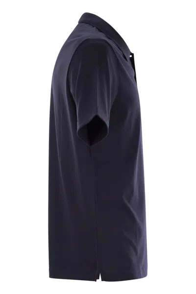 Fay Short-sleeved Cotton Polo Shirt In Blue