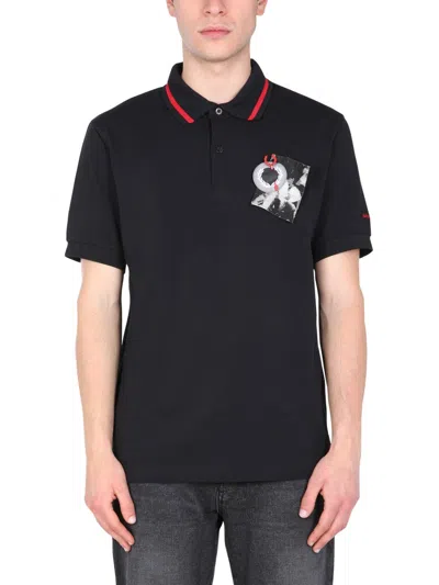 Fred Perry Raf Simons Regular Fit Polo Shirt In Black