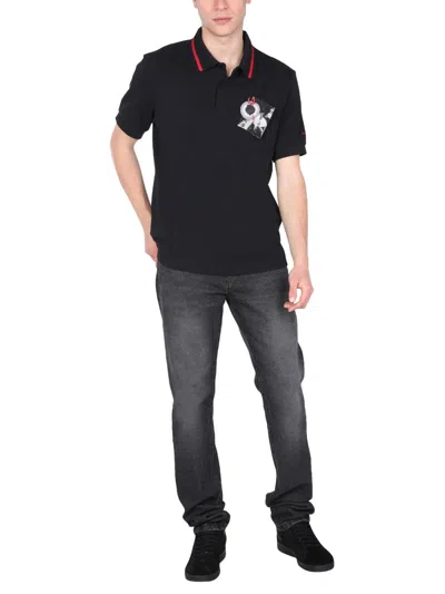 Fred Perry Raf Simons Regular Fit Polo Shirt In Black