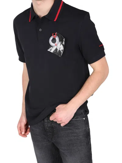 Fred Perry Raf Simons Regular Fit Polo Shirt In Black
