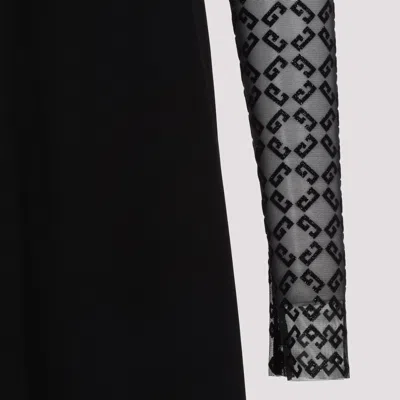 Givenchy Draped Dress In Jersey And Shiny Monogram 72 Tulle In Black