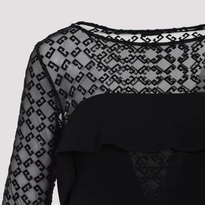 Givenchy Draped Dress In Jersey And Shiny Monogram 72 Tulle In Black