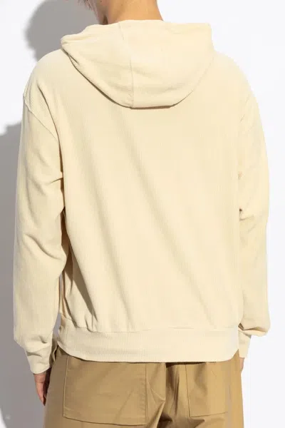 Givenchy Embossed Logo Velvet Hooded Sweatshirt In Beige O Tan