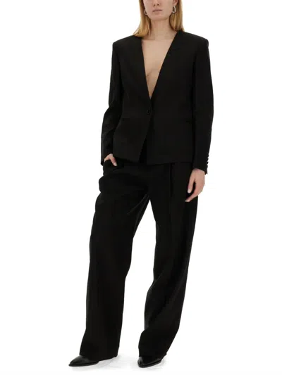 Isabel Marant High Waist Wide Leg Trousers With Button Detail In Black