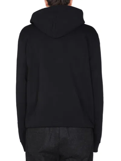 Marcelo Burlon County Of Milan Classic Pullover Black Hoodie With Adjustable Drawstring In Animal Print
