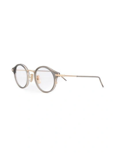 Shop Thom Browne Round Crystal Grey & 12k Gold Sunglasses