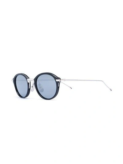 Shop Thom Browne Navy & Silver Round Sunglasses In Sm000 Navy Silver