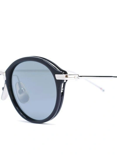 Shop Thom Browne Navy & Silver Round Sunglasses In Sm000 Navy Silver