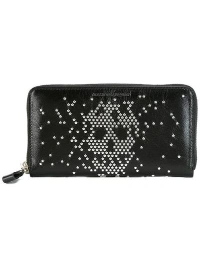 Alexander Mcqueen Studded Skull Continental Wallet In Black