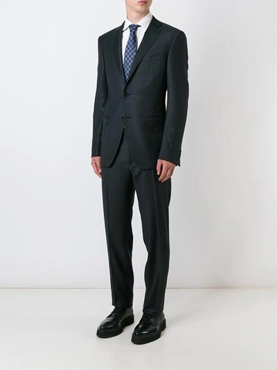 Shop Canali Gingham Check Suit - Black