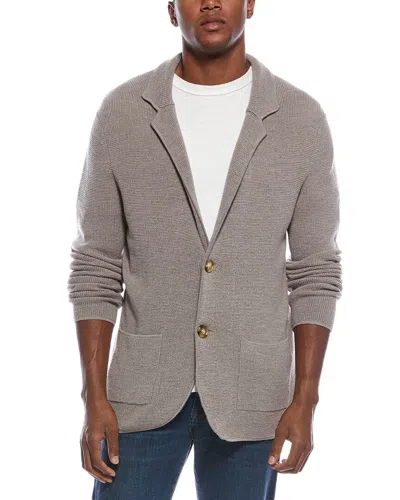 Kier + J Waffle Stitch Wool Blazer In Neutral