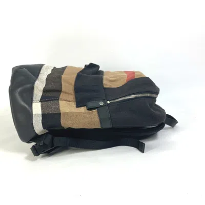 Pre-owned Burberry Beige Black Canvas Leather Backpack () In Multi