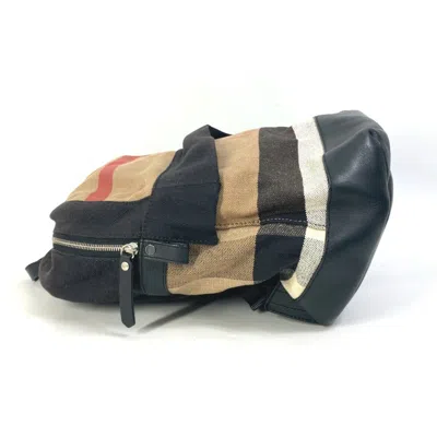 Pre-owned Burberry Beige Black Canvas Leather Backpack () In Multi