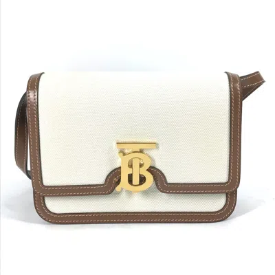 Pre-owned Burberry Beige Brown Canvas Leather Clutch Bag Shoulder Bag () In Multi