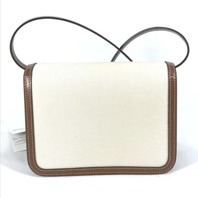 Pre-owned Burberry Beige Brown Canvas Leather Clutch Bag Shoulder Bag () In Multi