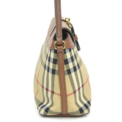 Pre-owned Burberry Beige Brown Nylon Canvas Leather Shoulder Bag () In Multi