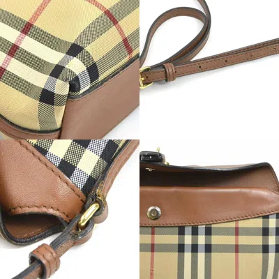 Pre-owned Burberry Beige Brown Nylon Canvas Leather Shoulder Bag () In Multi