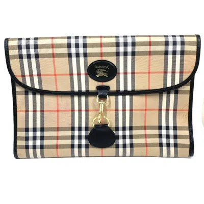 Pre-owned Burberry Beige Canvas Leather Clutch Bag () In Sand