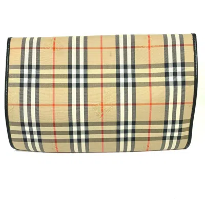 Pre-owned Burberry Beige Canvas Leather Clutch Bag () In Sand