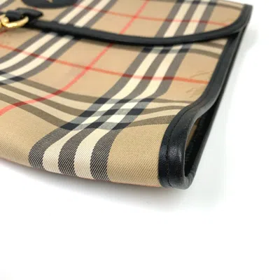 Pre-owned Burberry Beige Canvas Leather Clutch Bag () In Sand