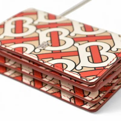 Pre-owned Burberry Beige Red Color Leather Coin Purse/coin Case () In Multi