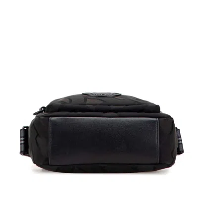 Pre-owned Burberry Black Brown Cotton Leather Shoulder Bag () In Multi