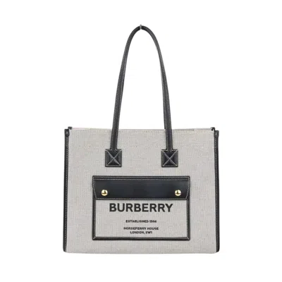 Pre-owned Burberry Black Gray Canvas Tote Bag () In Multi