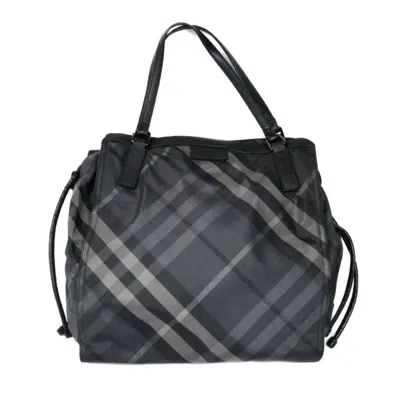 Pre-owned Burberry Black Gray Nylon Leather Tote Bag () In Multi