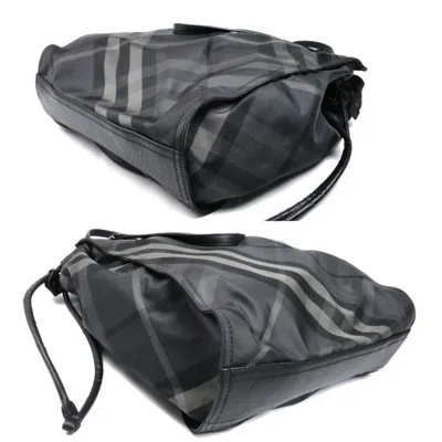 Pre-owned Burberry Black Gray Nylon Leather Tote Bag () In Multi